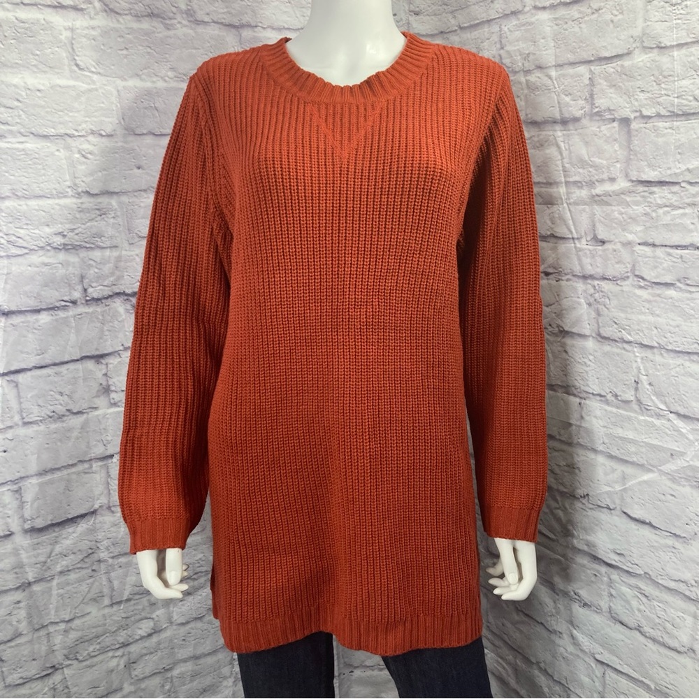 ✨ Woman Within Tunic Sweater Size L Burnt Orange Cozy Fall Staple ✨ - Picture 3 of 13